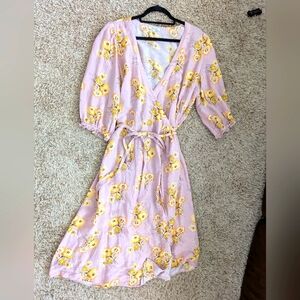 Madewell Pink Floral Wrap Dress